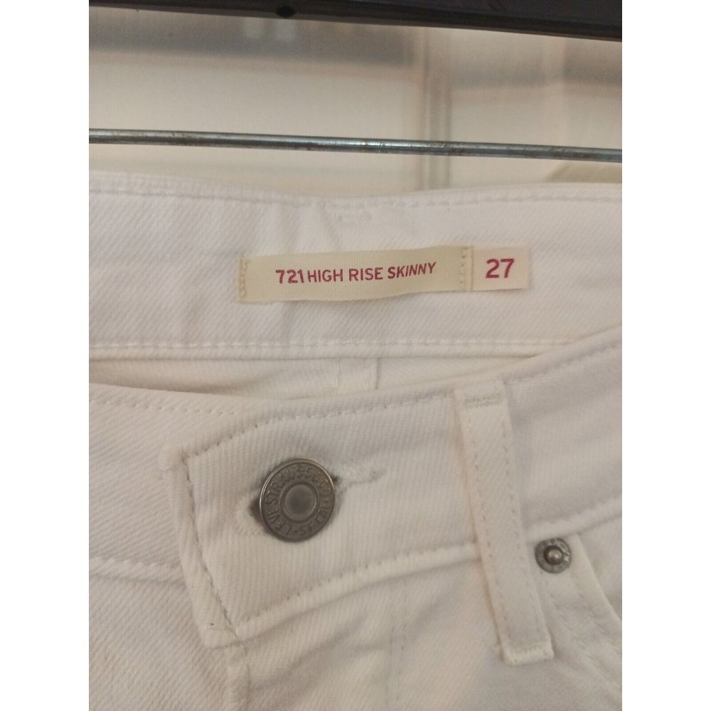 Women's Levi's 721 High Rise Frayed Hem Distressed Skinny Jeans Size 27 - Picture 5 of 8